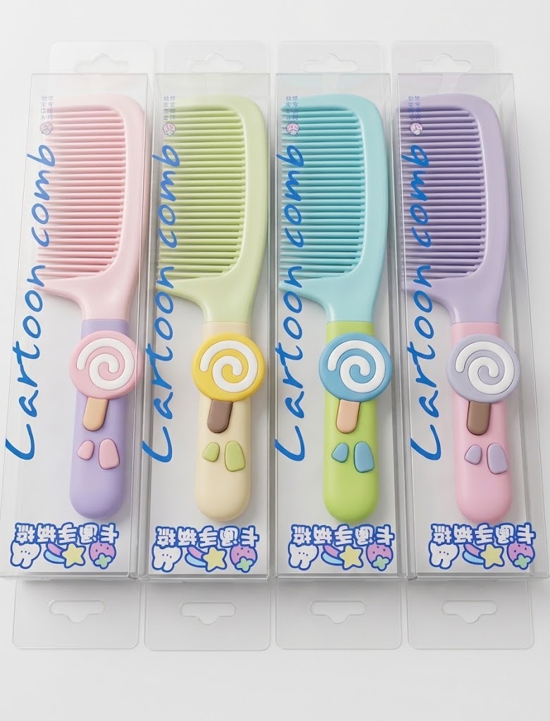 Sisir Rambut Gagang Kartun Motif Lolipop