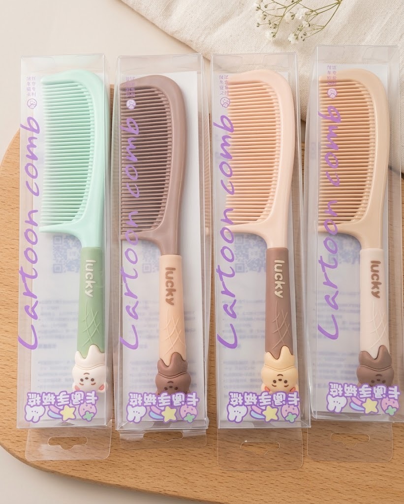 Sisir Rambut Gagang Kartun Motif Lucky Beruang