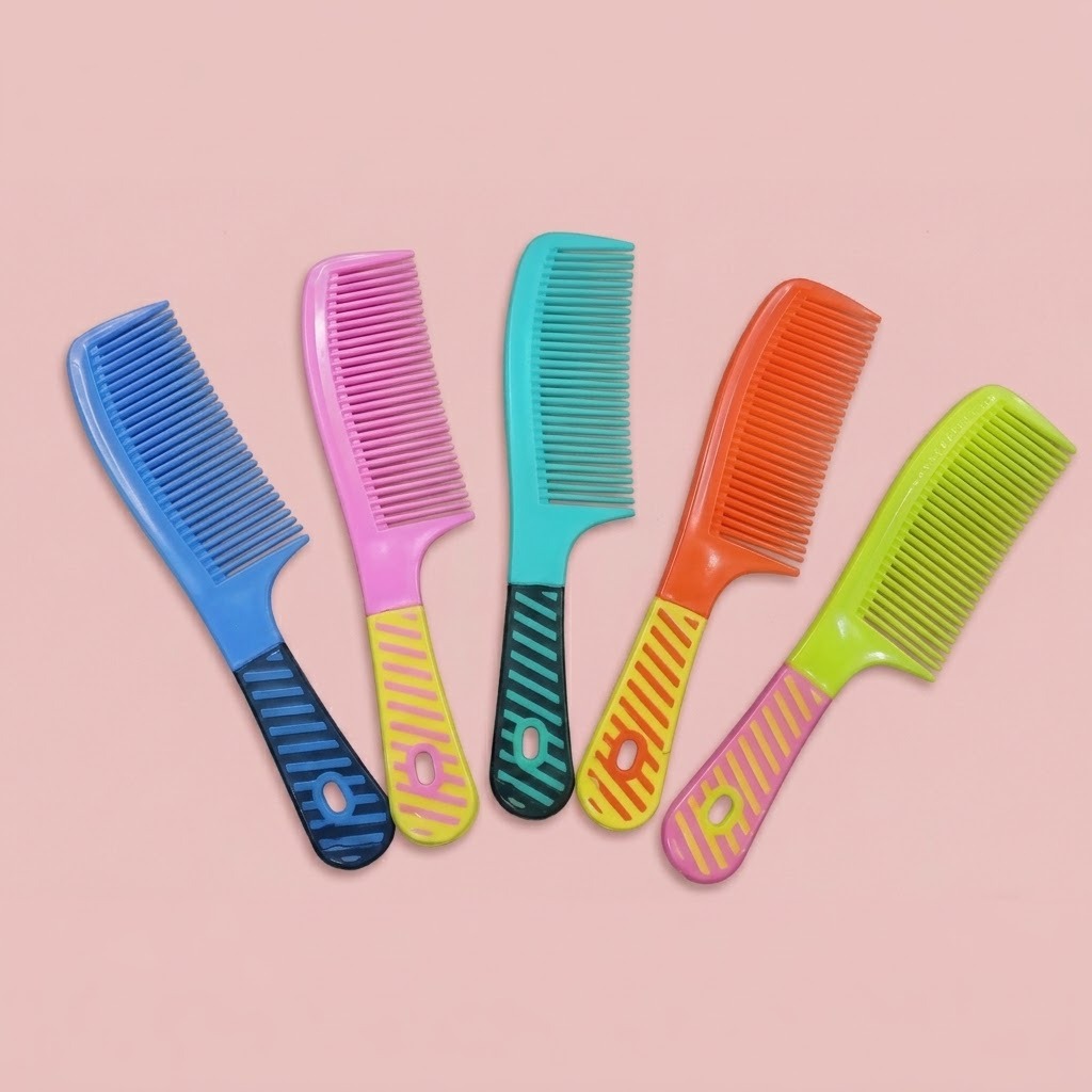 Sisir Rambut Gagang Motif Garis - MIX