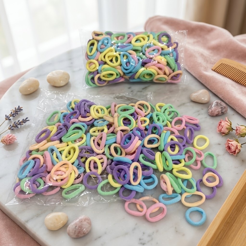 Ikat Rambut Kecil Isi 200pcs - PASTEL  (Kemasan Plastik)