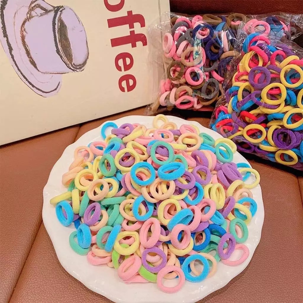 Ikat Rambut Kecil Isi 200pcs - PASTEL  (Kemasan Plastik)