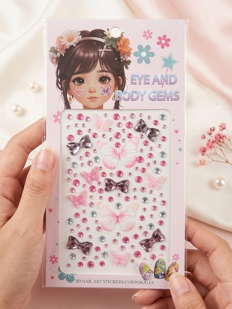 Stiker Wajah Anak Lucu 3D - Kupu Pita Pink