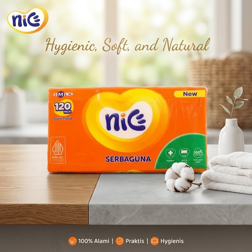 Tissue Nice Towel Serbaguna Pack 120 Helai (1ply)