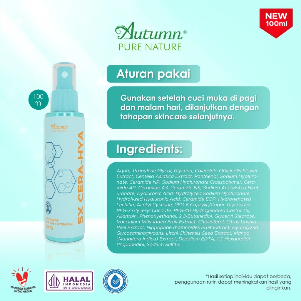 Autumn 5X Cera-Hya Skin Barrier Moisture & Hydrating Toner 100ml