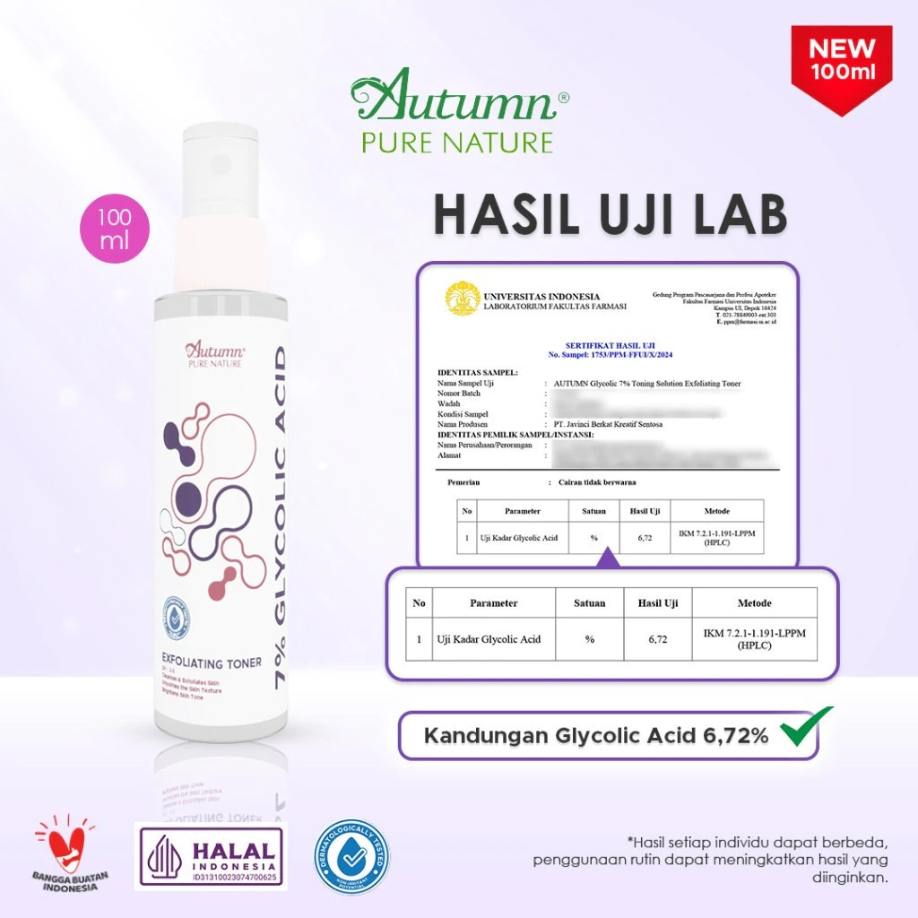 Autumn Glycolic Acid 7% Toning Solution Exfoliating Toner (White) 100ml