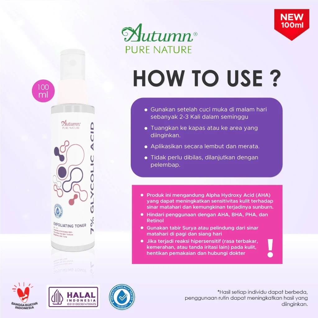 Autumn Glycolic Acid 7% Toning Solution Exfoliating Toner (White) 100ml