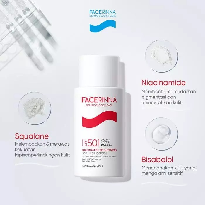 Facerinna Niacinamide Brightening Serum Sunscreen SPF 50 PA+++++ 50ml