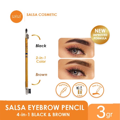 SALSA Eyebrow Guru - Pensil Alis 4in1 (Brown, Black, Serutan, Sikat)