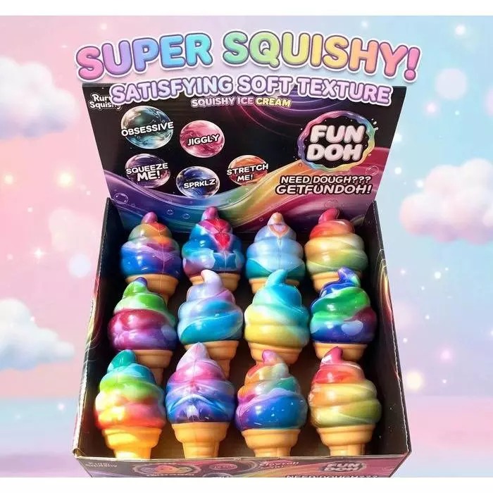 Mainan Squishy Cone Ice Cream 7cm Rainbow (Fidget Toys Es Krim Kerucut)