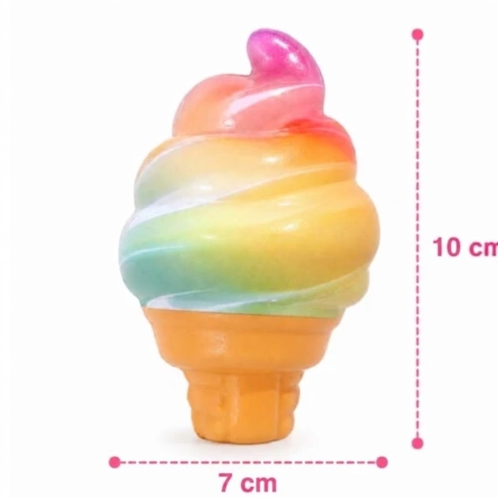 Mainan Squishy Cone Ice Cream 7cm Rainbow (Fidget Toys Es Krim Kerucut)