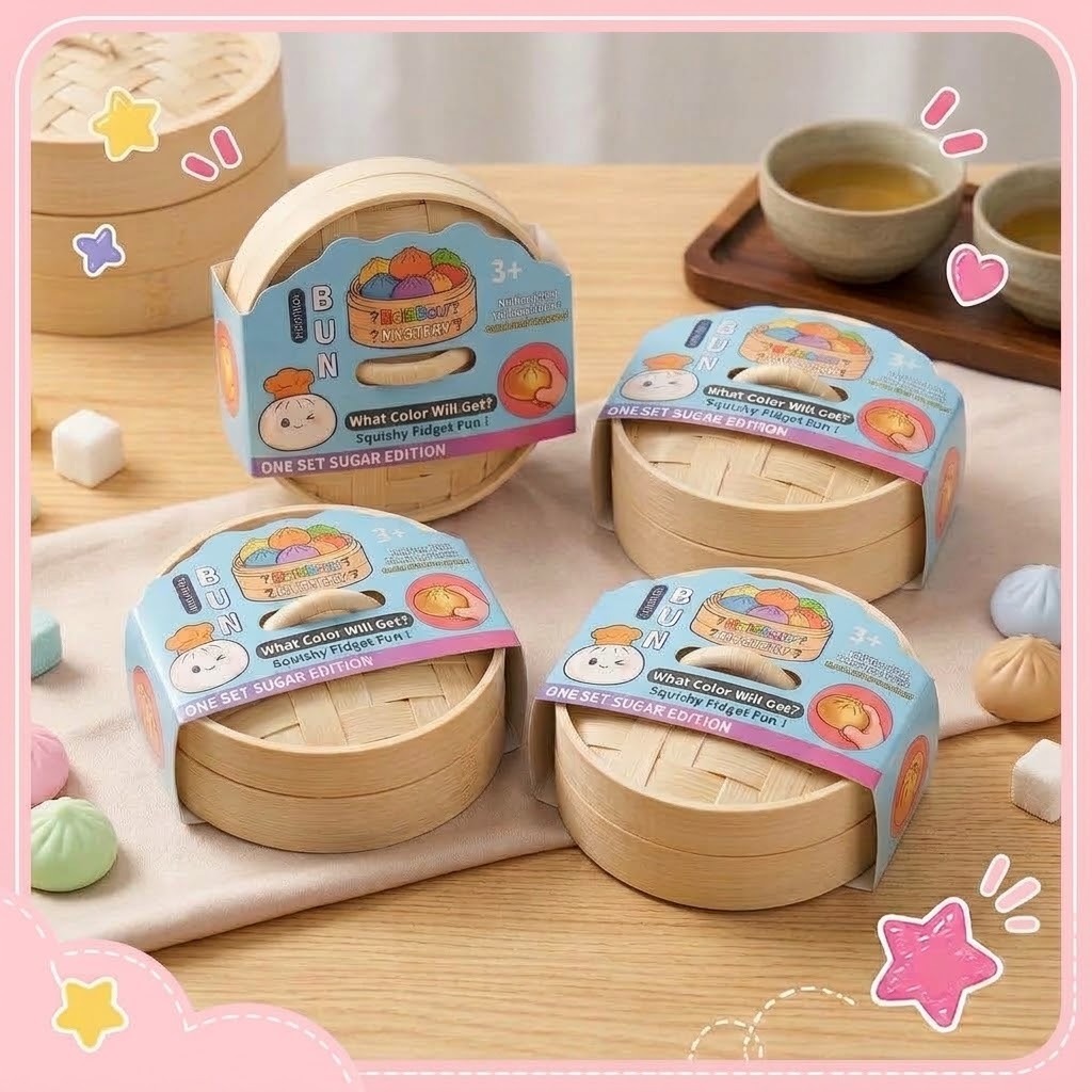 Mainan Squishy Bakpao Tiup 8,5cm Warna Warni (Fidget Toys Dumpling Bun)