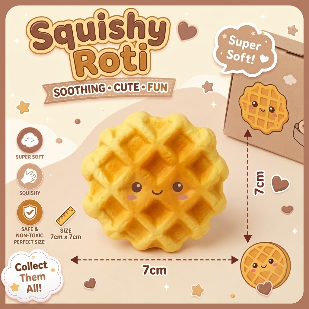 Mainan Squishy Roti 7cm + Box Mika (Fidget Toys Roti)