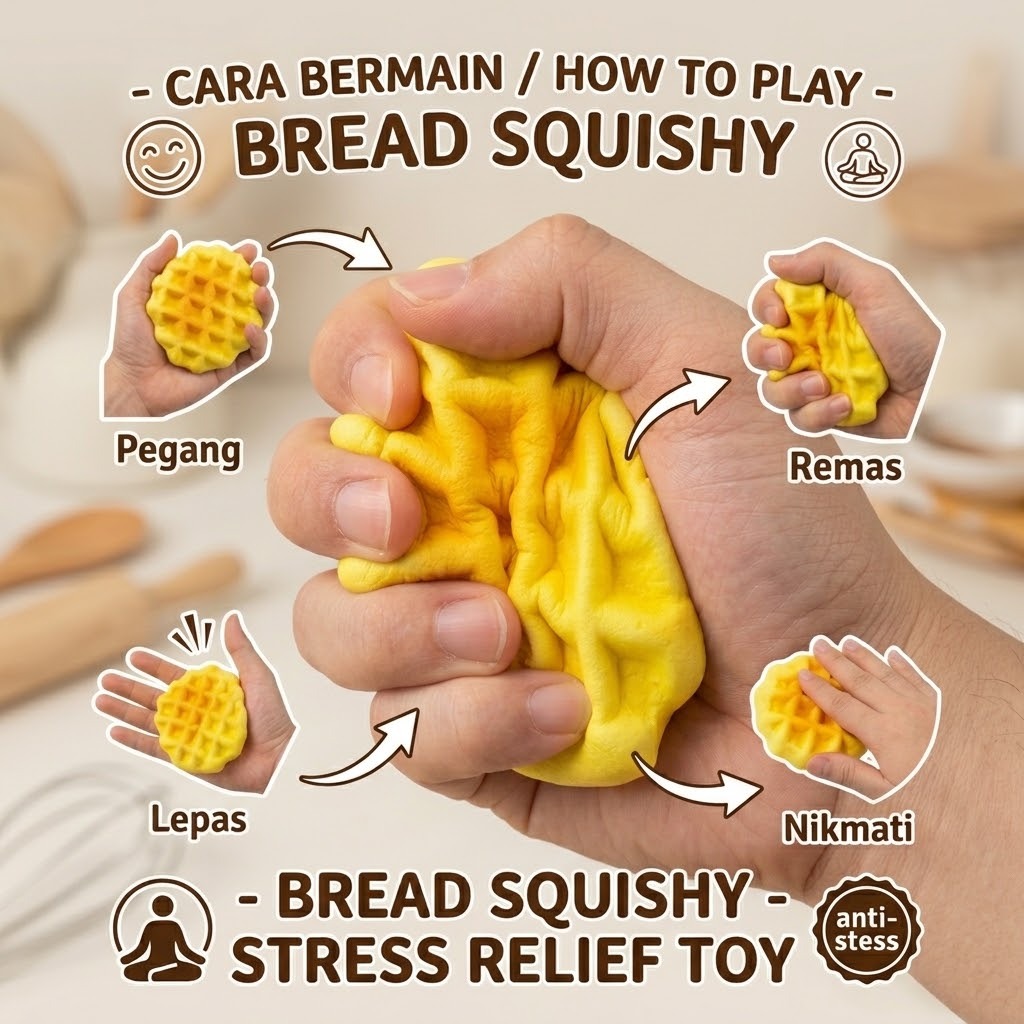 Mainan Squishy Roti 7cm + Box Mika (Fidget Toys Roti)