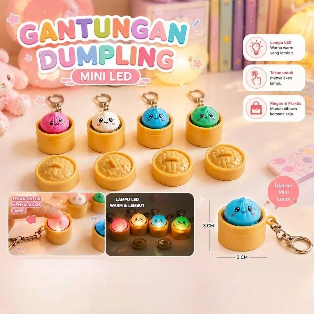 Gantungan Kunci Dumpling Mini LED 3cm