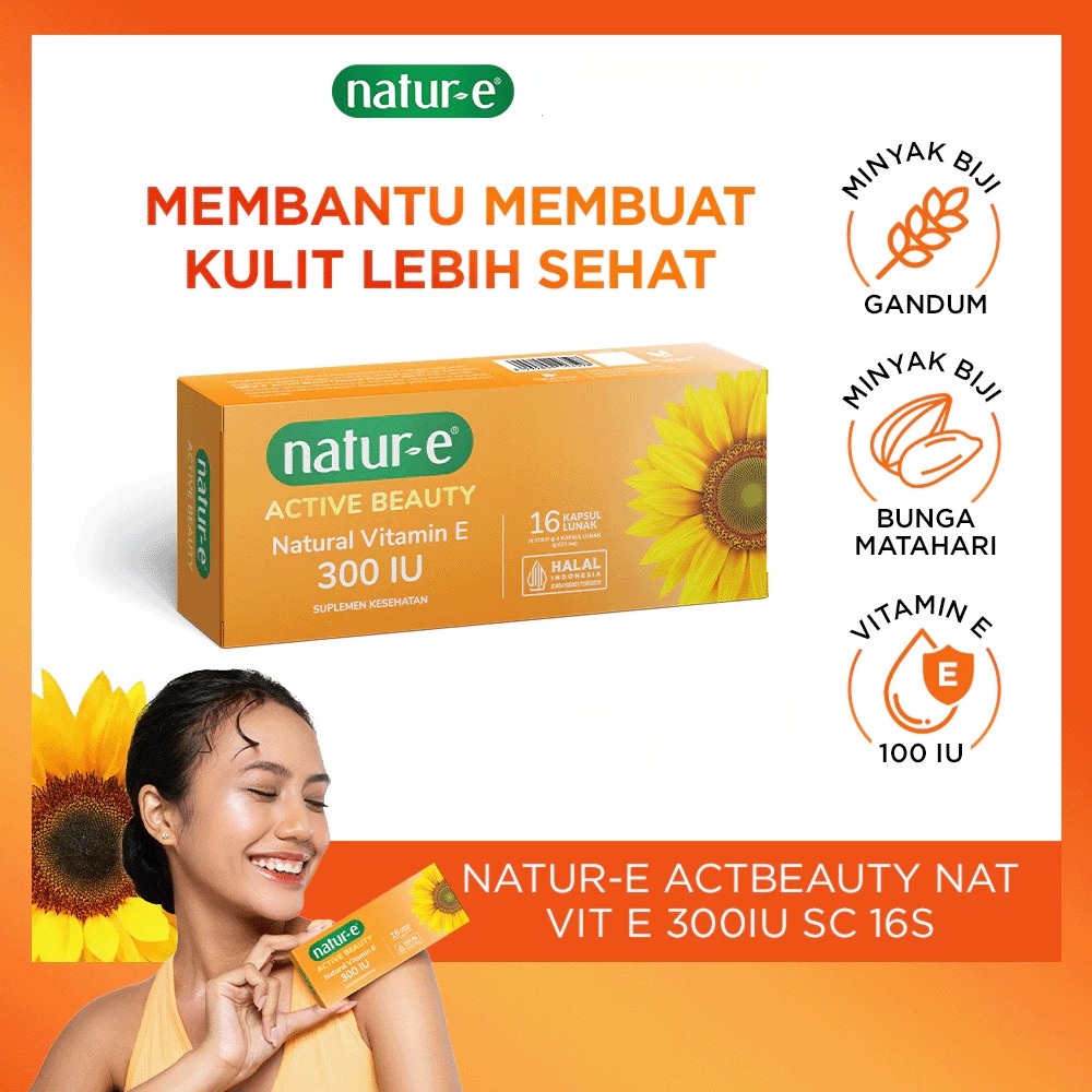 Natur-E Active Beauty Natural Vitamin E 300 IU Capsule 16S - Vitamin E Suplemen Kesehatan