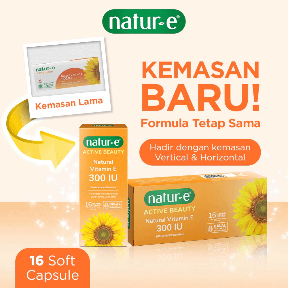 Natur-E Active Beauty Natural Vitamin E 300 IU Capsule 16S - Vitamin E Suplemen Kesehatan