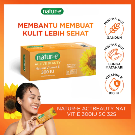Natur-E Active Beauty Natural Vitamin E 300 IU Capsule 32S - Vitamin E Suplemen Kesehatan