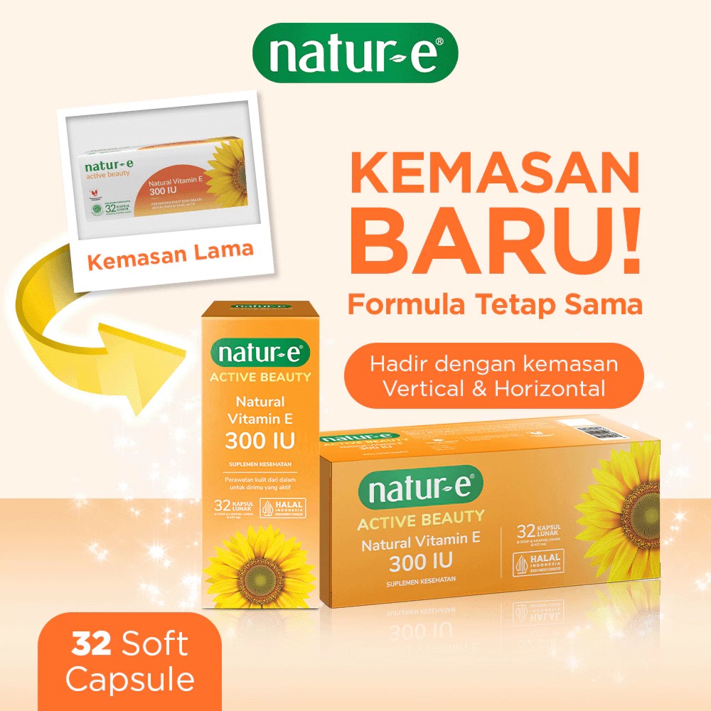 Natur-E Active Beauty Natural Vitamin E 300 IU Capsule 32S - Vitamin E Suplemen Kesehatan
