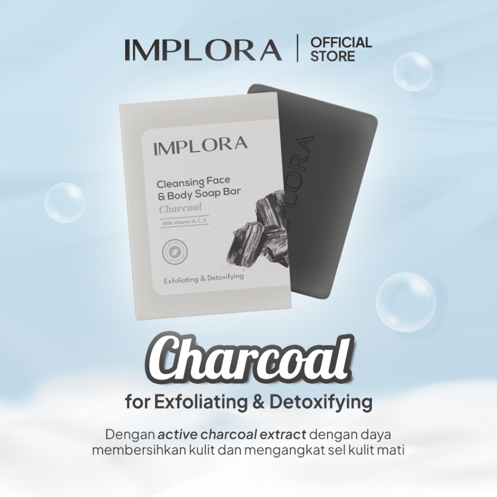 Implora Cleansing Face & Body Bar Soap 60gr - Charcoal Implora Cleansing Face & Body Bar Soap 60gr - Charcoal