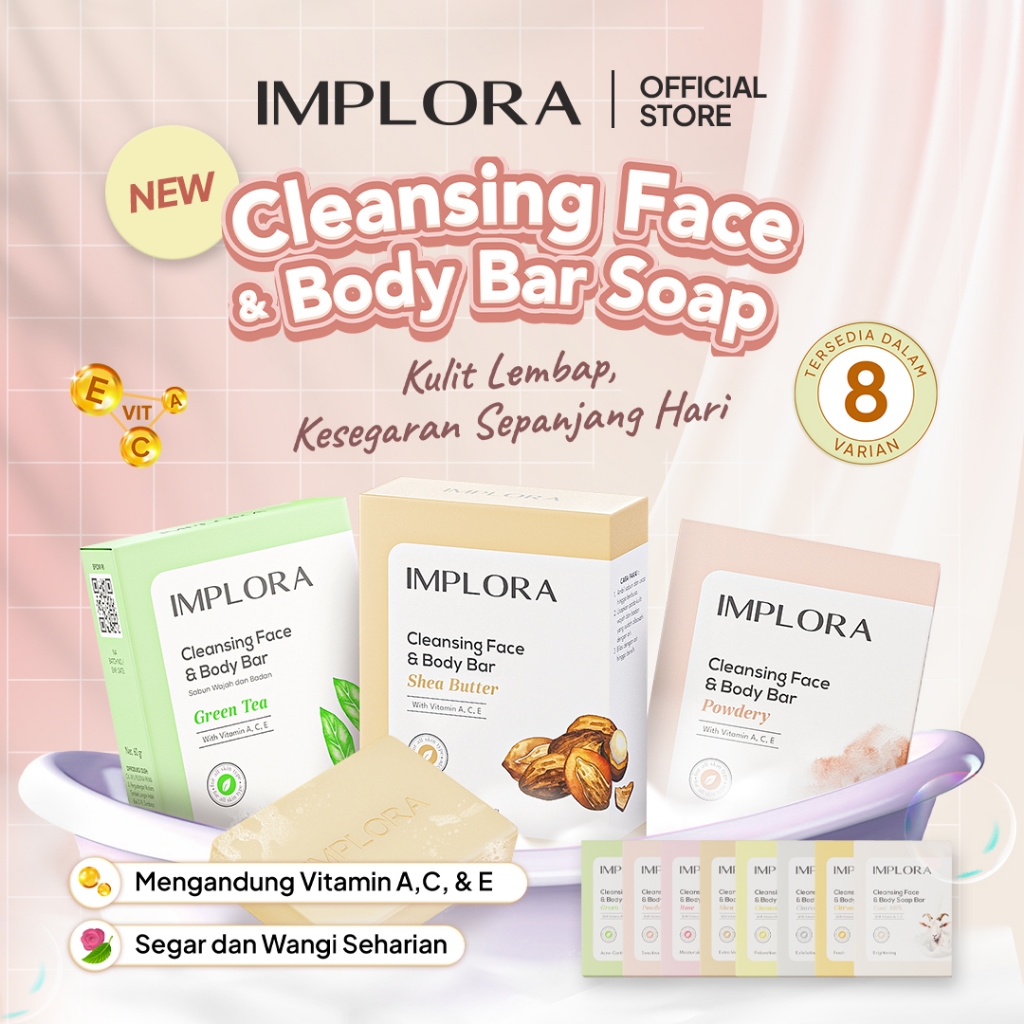 Implora Cleansing Face & Body Bar Soap 60gr - Charcoal