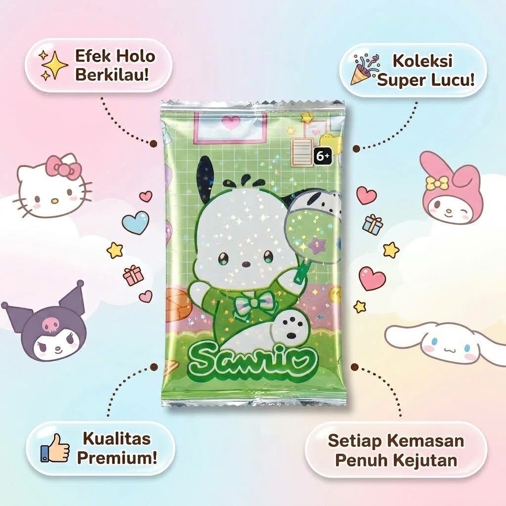 (Isi 12) Kartu Foil Karakter Sanrio