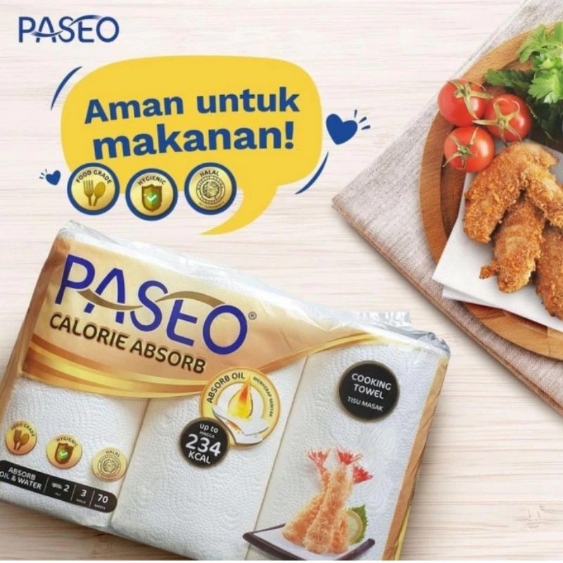 Tissue Paseo Cooking Towel Calorie Absorb 3Rolls 70s (Tissue Dapur)