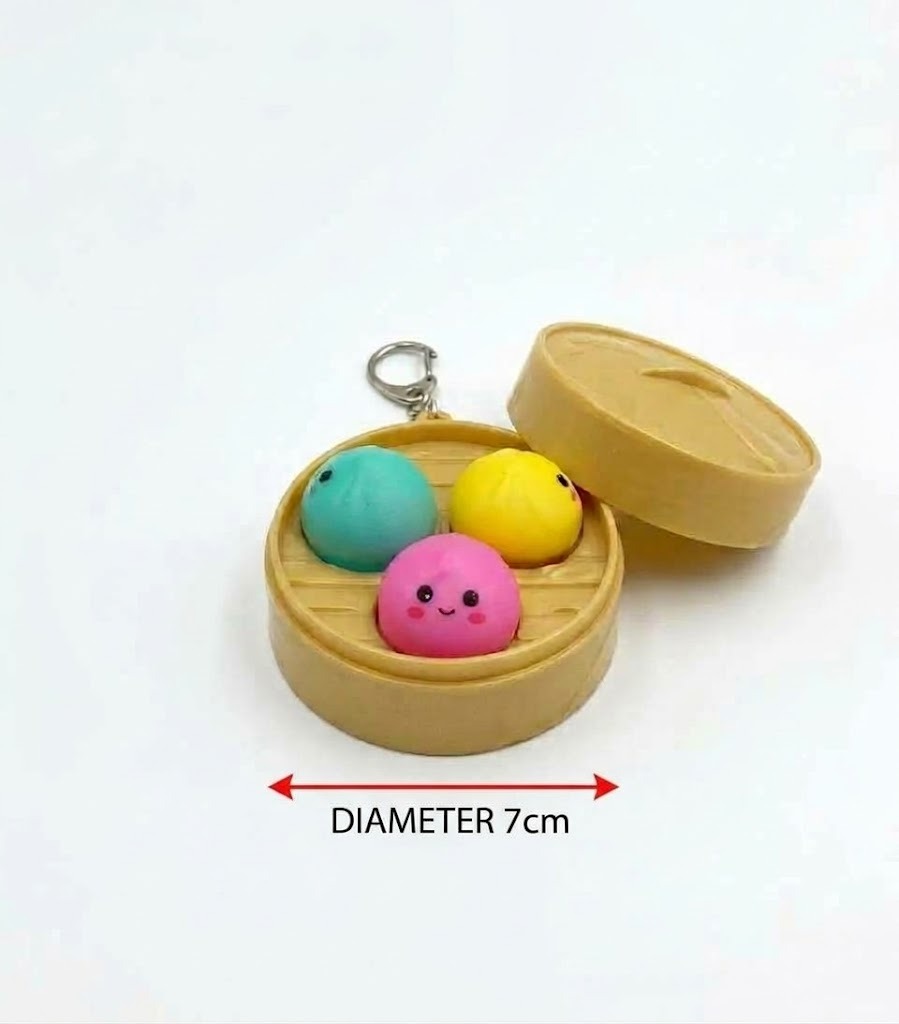 Gantungan Kunci Dumpling Button LED 7cm (3 Tombol Dimsum)