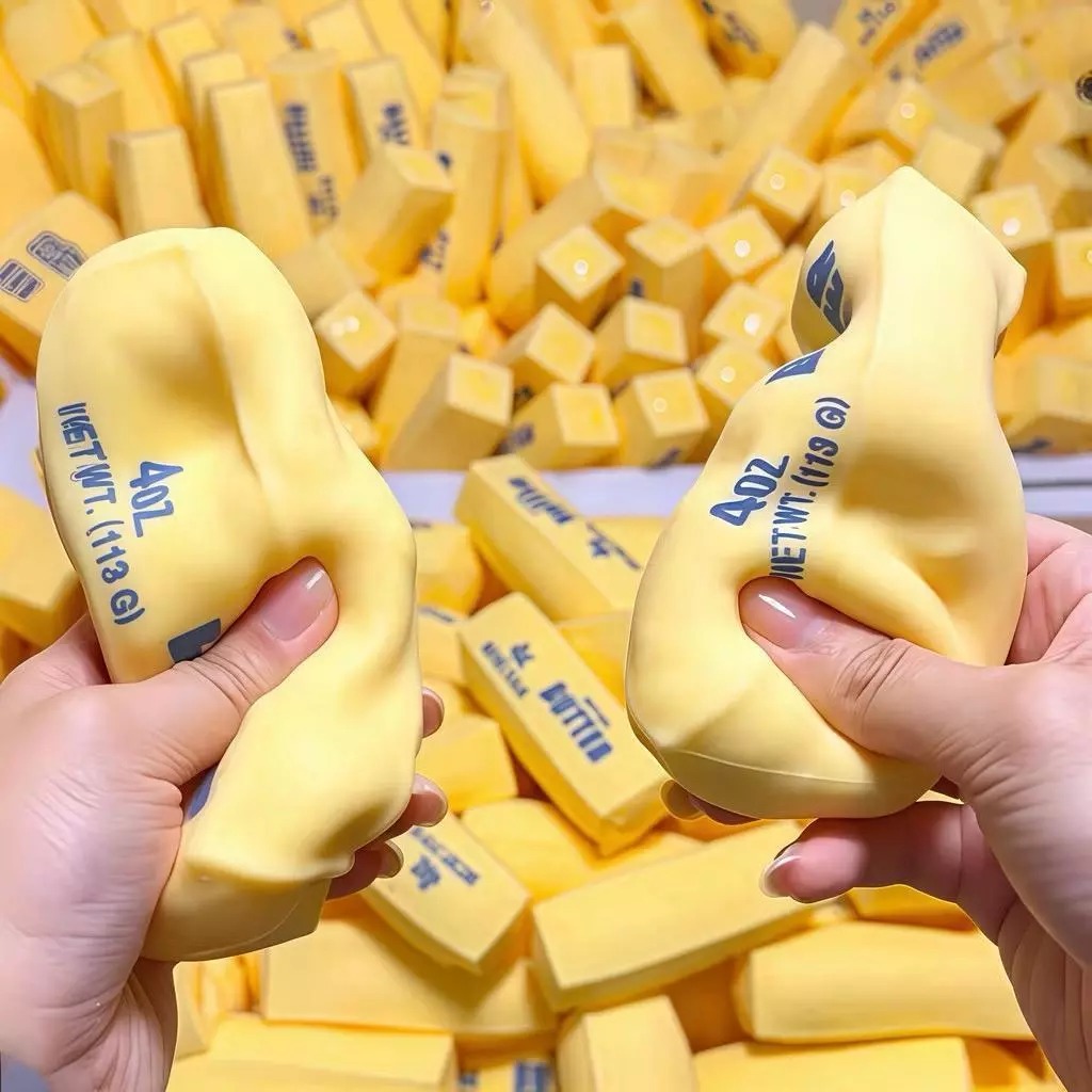 Mainan Squishy Salted Butter Kuning 10.5cm (Fidget Toys Mentega)