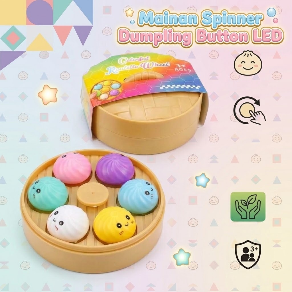 Mainan Spinner Dumpling Button LED 10cm (6 Tombol Dimsum) Mainan Spinner Dumpling Button LED 10cm (6 Tombol Dimsum)