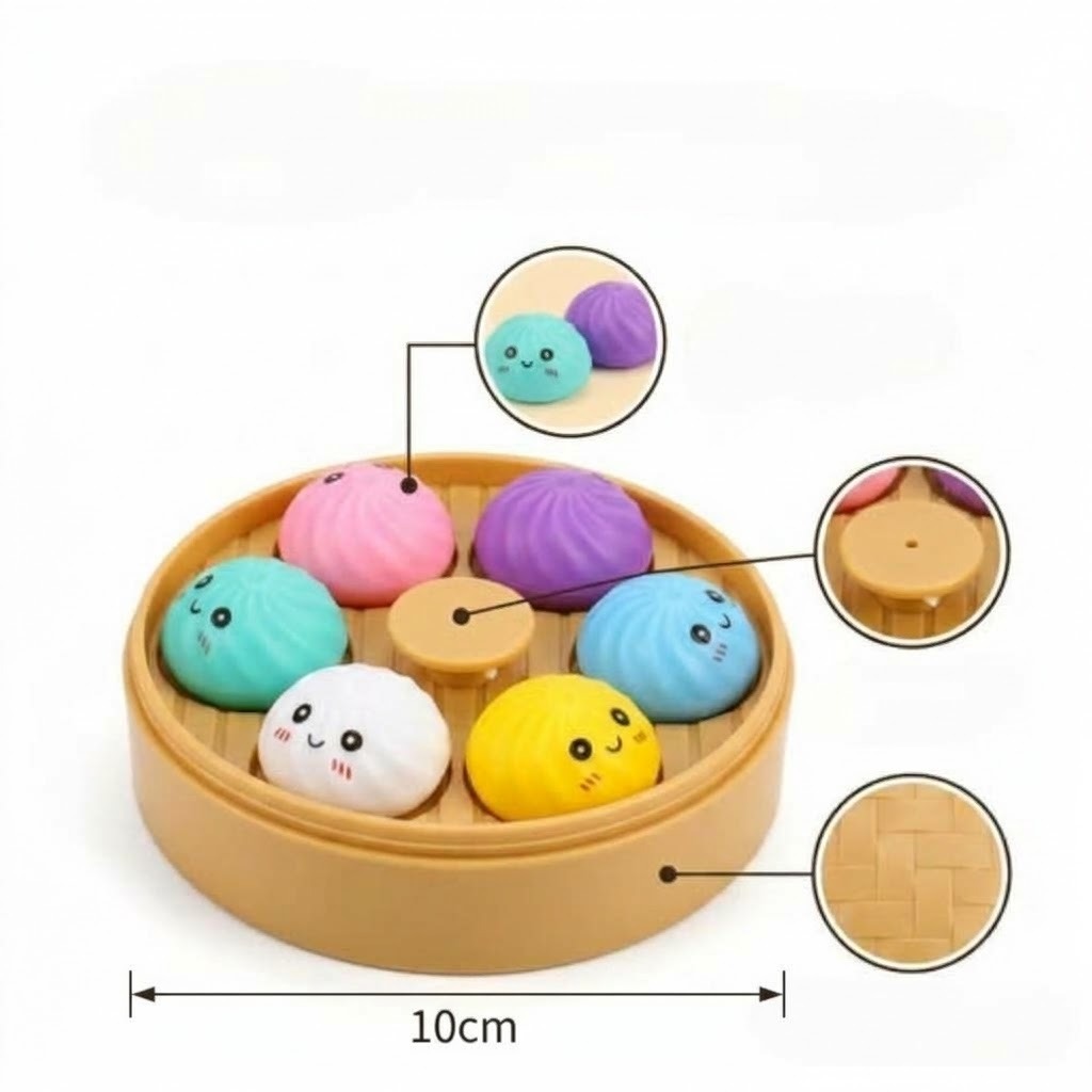 Mainan Spinner Dumpling Button LED 10cm (6 Tombol Dimsum)