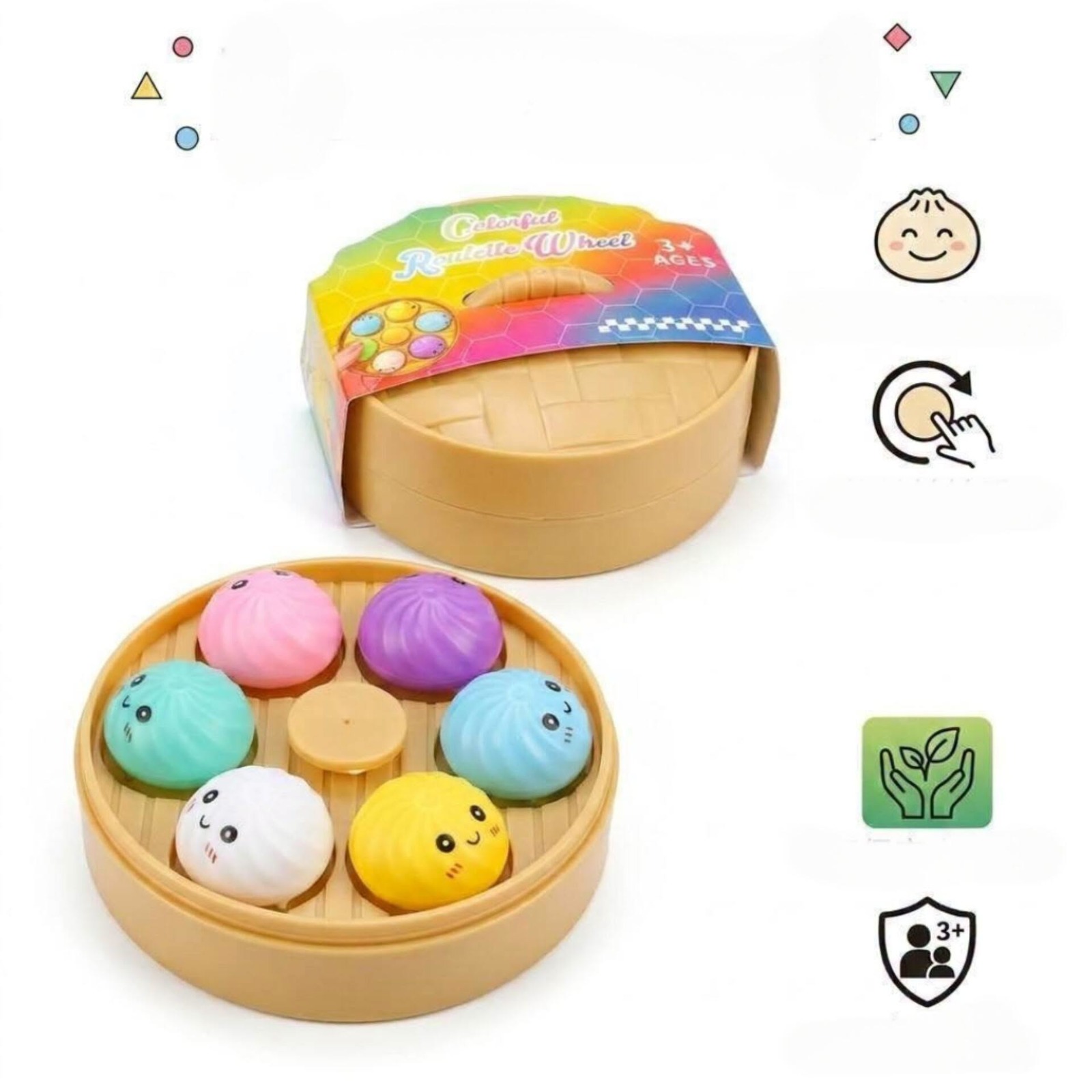 Mainan Spinner Dumpling Button LED 10cm (6 Tombol Dimsum)