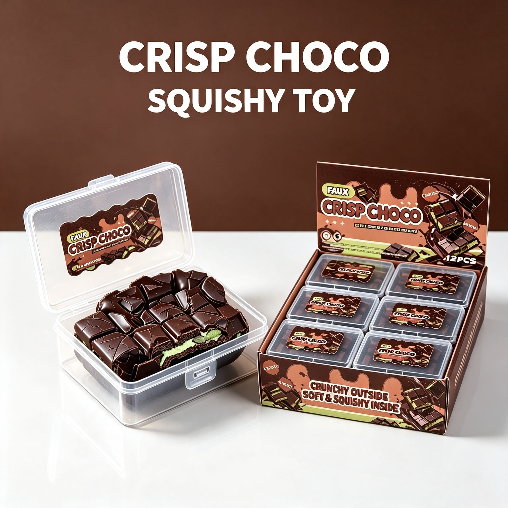 Mainan Squishy Coklat Crispy Choco 7cm (Kemasan Box)