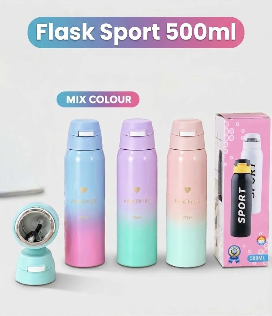 Termos Flask Sport 500ml Rainbow (Botol Air Minum Tahan Panas Dingin) (GJ-3)