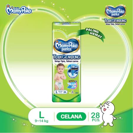 MamyPoko Pants X-tra Kering Slim Tidak Gembung - Size L28 MamyPoko Pants X-tra Kering Slim Tidak Gembung - Size L28