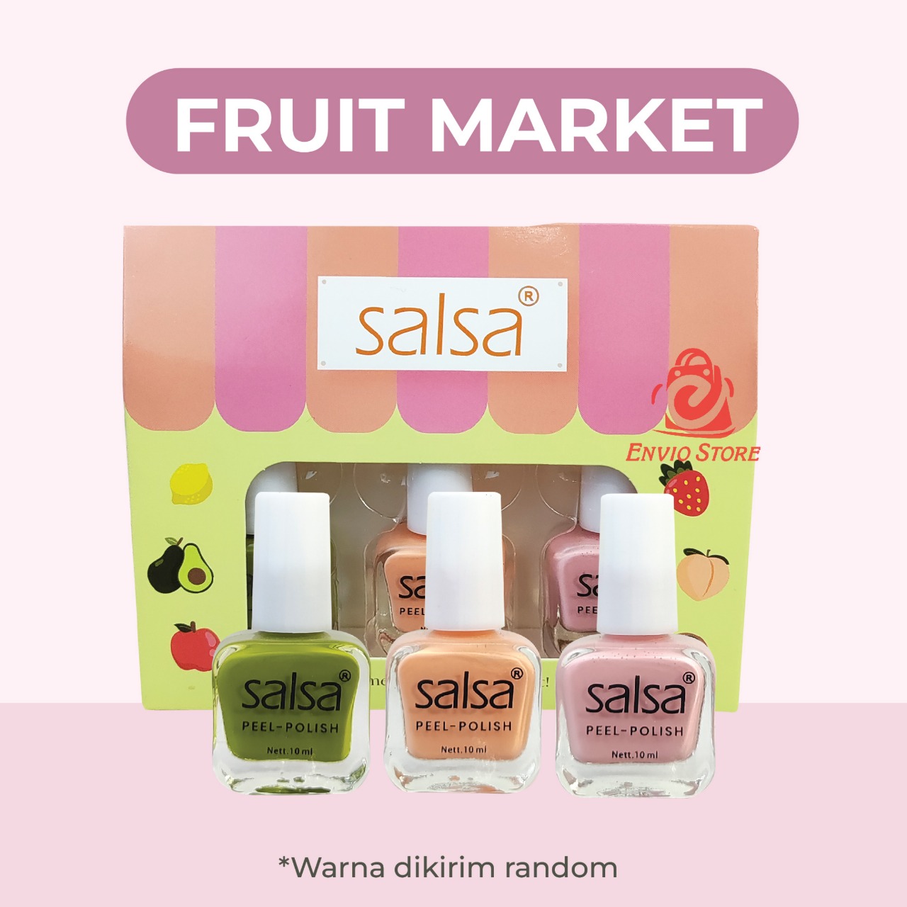 (ECER) SALSA Kutek Peel Polish FRUIT MARKET (Nail Polish Peel Off)