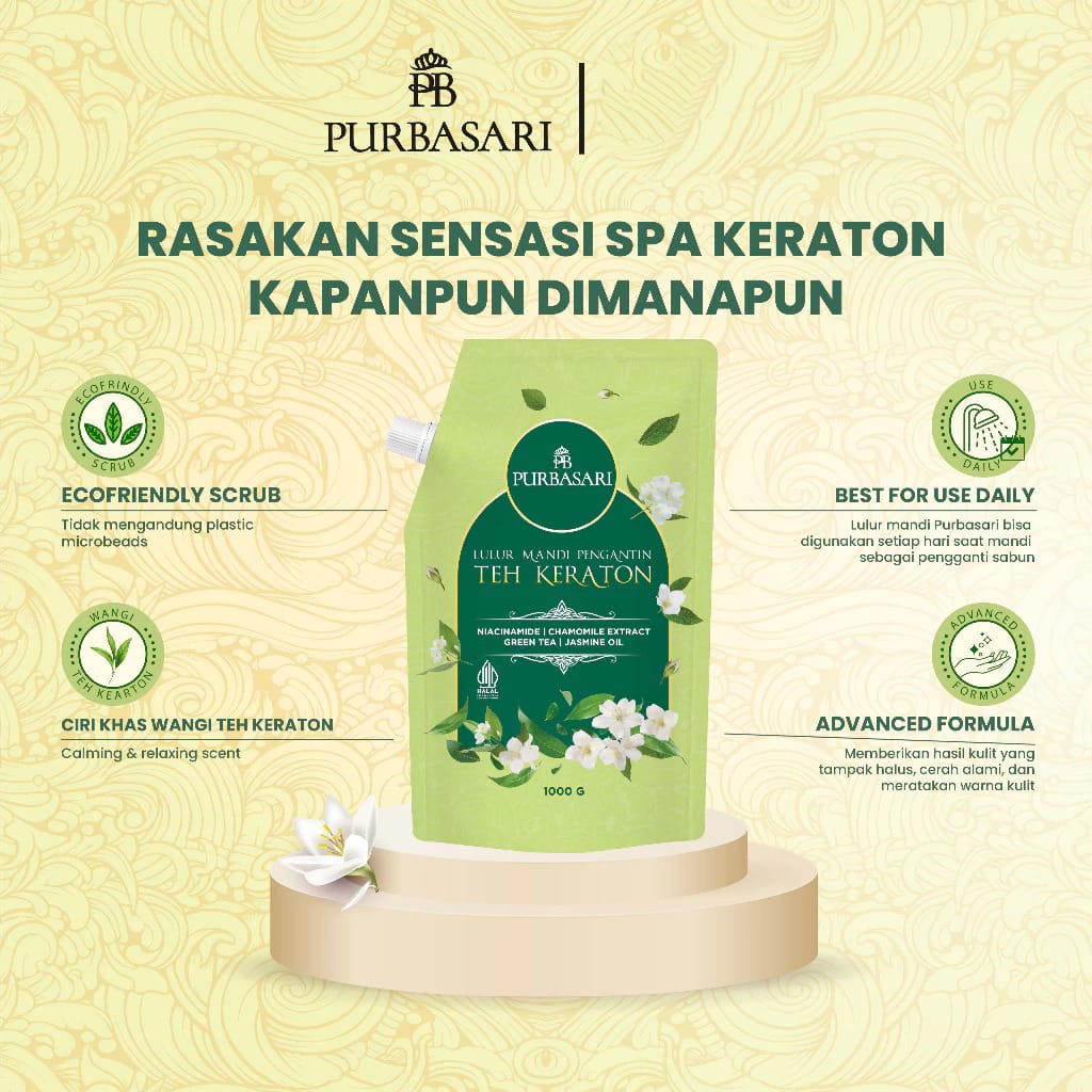 Purbasari Lulur Mandi Pengantin Teh Keraton 1000gr
