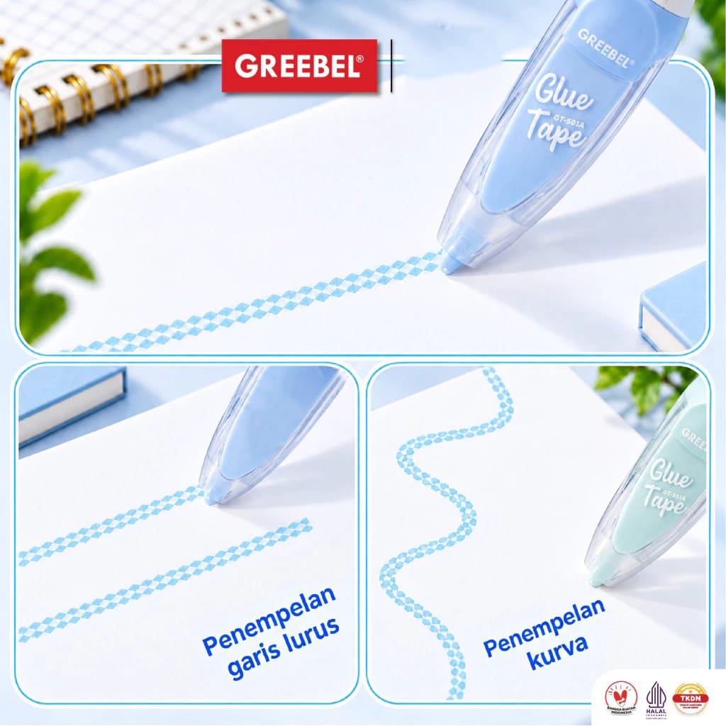 GREEBEL Glue Tape Pastel 5 Meter GT-501A (Lem Kertas Roller)