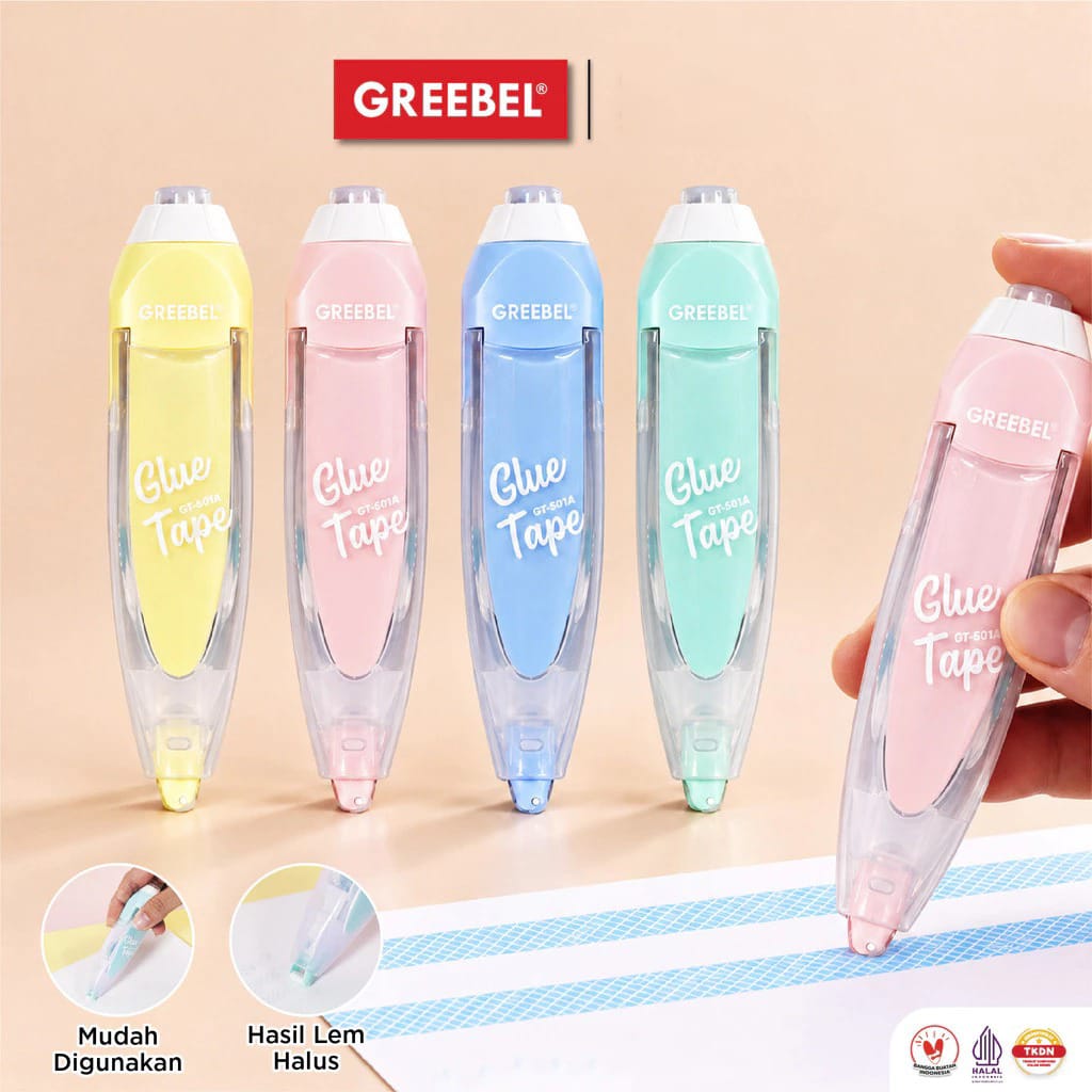GREEBEL Glue Tape Pastel 5 Meter GT-501A (Lem Kertas Roller)