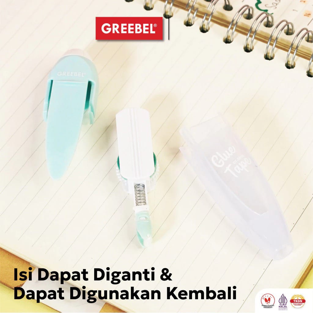 GREEBEL Glue Tape Pastel 5 Meter GT-501A (Lem Kertas Roller)
