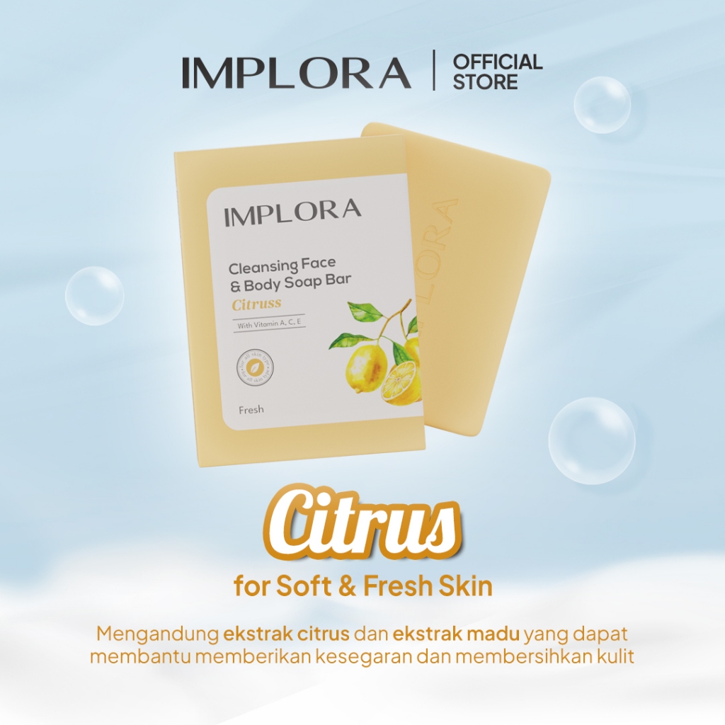 Implora Cleansing Face & Body Bar Soap 60gr - Citrus Implora Cleansing Face & Body Bar Soap 60gr - Citrus
