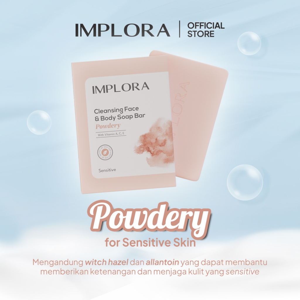 Implora Cleansing Face & Body Bar Soap 60gr - Powdery Implora Cleansing Face & Body Bar Soap 60gr - Powdery