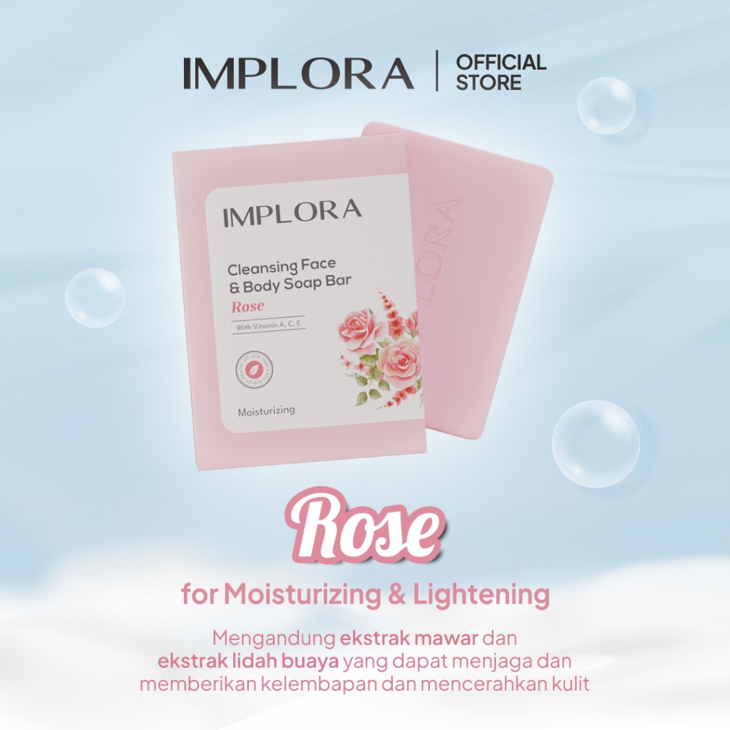 Implora Cleansing Face & Body Bar Soap 60gr - Rose Implora Cleansing Face & Body Bar Soap 60gr - Rose
