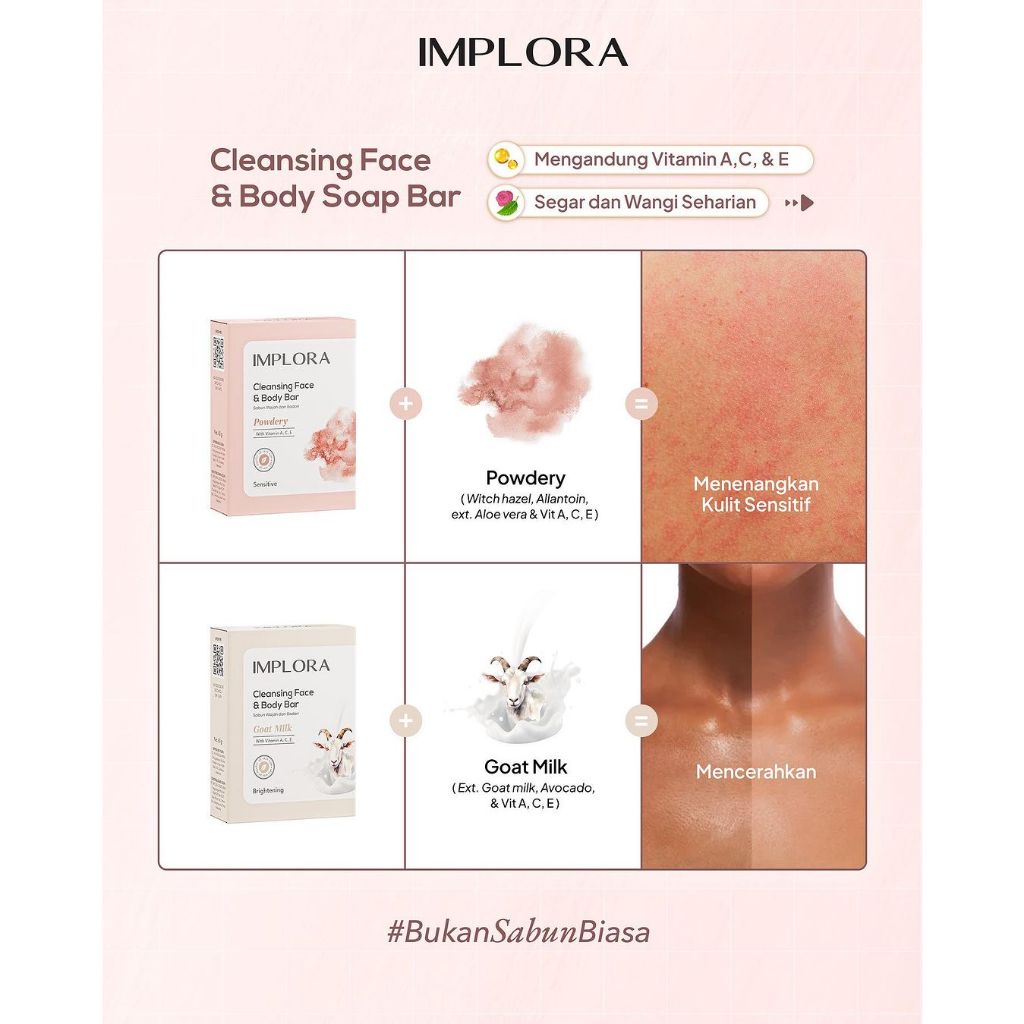 Implora Cleansing Face & Body Bar Soap 60gr - Rose Implora Cleansing Face & Body Bar Soap 60gr - Rose