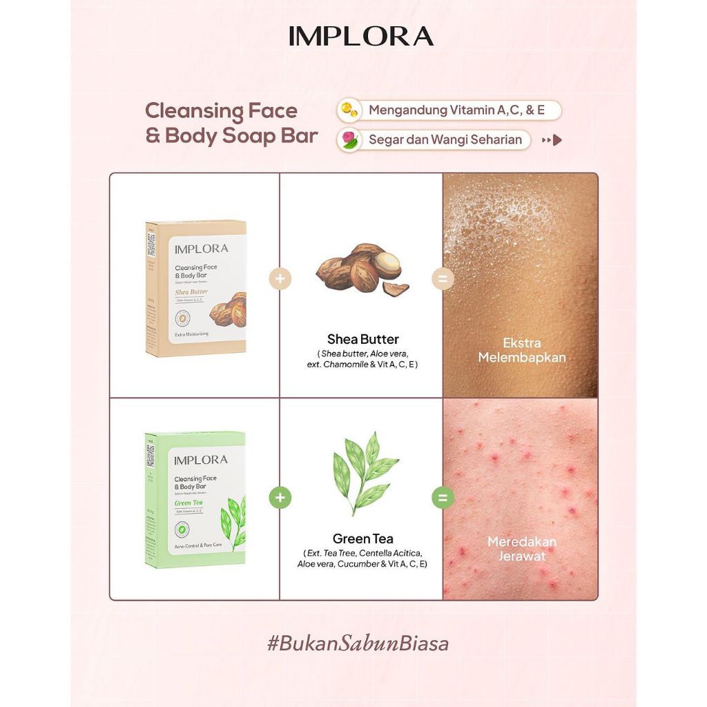 Implora Cleansing Face & Body Bar Soap 60gr - Shea Butter Implora Cleansing Face & Body Bar Soap 60gr - Shea Butter
