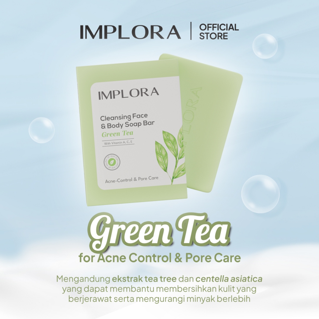Implora Cleansing Face & Body Bar Soap 60gr - Green Tea Implora Cleansing Face & Body Bar Soap 60gr - Green Tea