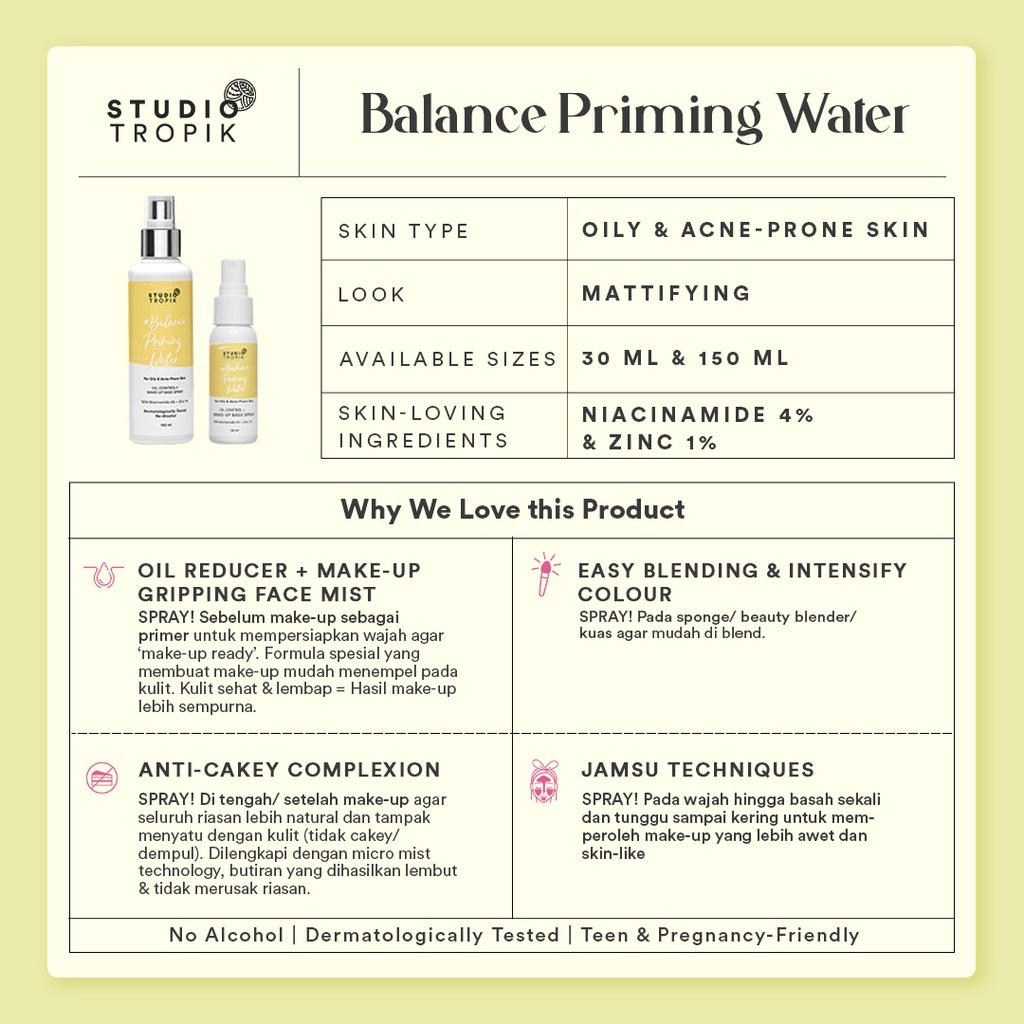 Studio Tropik Triplets Bb Size Priming Water 30ml - Balance