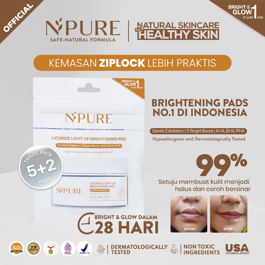 Npure Licorice Light Up Brightening Pad Ziplock 5+2pads Npure Licorice Light Up Brightening Pad Ziplock 5+2pads