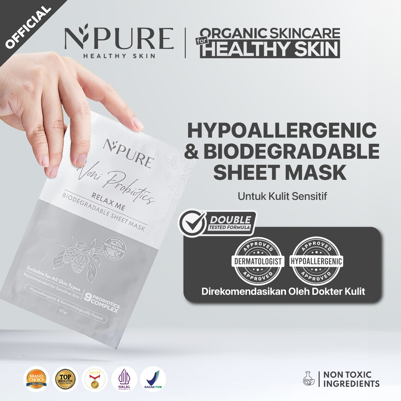 Npure Noni Probiotics Relax Me Biodegradable Sheet Mask 20gr Npure Noni Probiotics Relax Me Biodegradable Sheet Mask 20gr