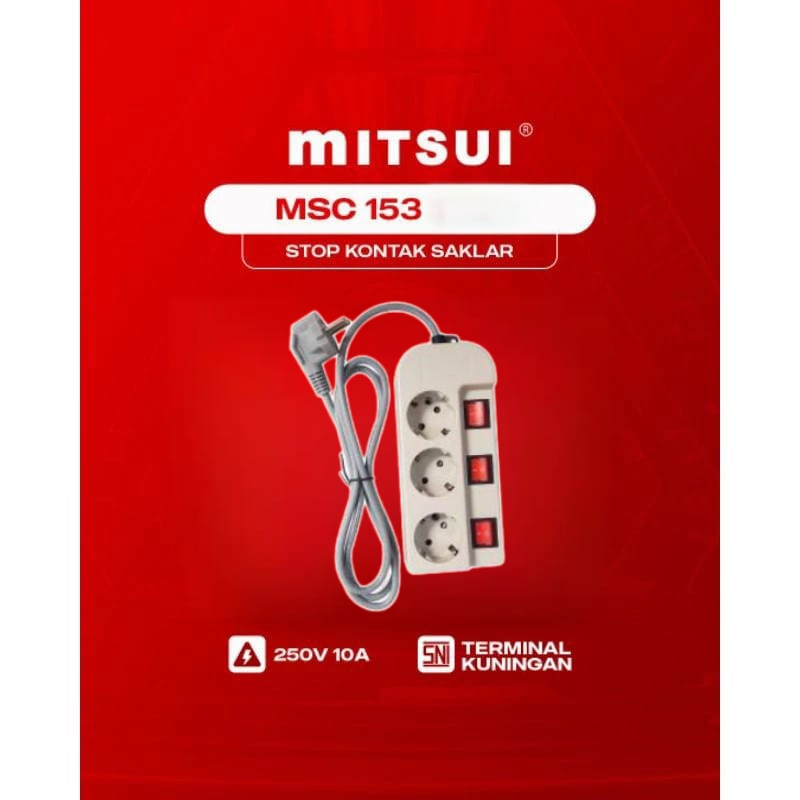Mitsui MSC153 White - Stop Kontak 3 lubang + Saklar Mitsui MSC153 White - Stop Kontak 3 lubang + Saklar
