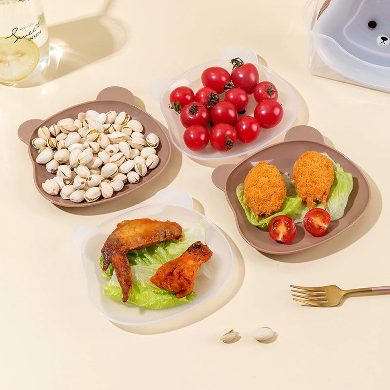 Piring Makan Anak Bentuk Beruang (13.5 x 15cm) - Piring Makanan Snack Bahan Plastik Bentuk Lucu